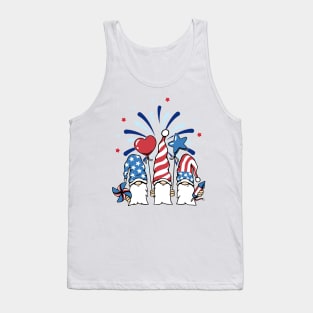 Gnomes Patriotic American Flag Cute 4th Of July Fourth Tank Top